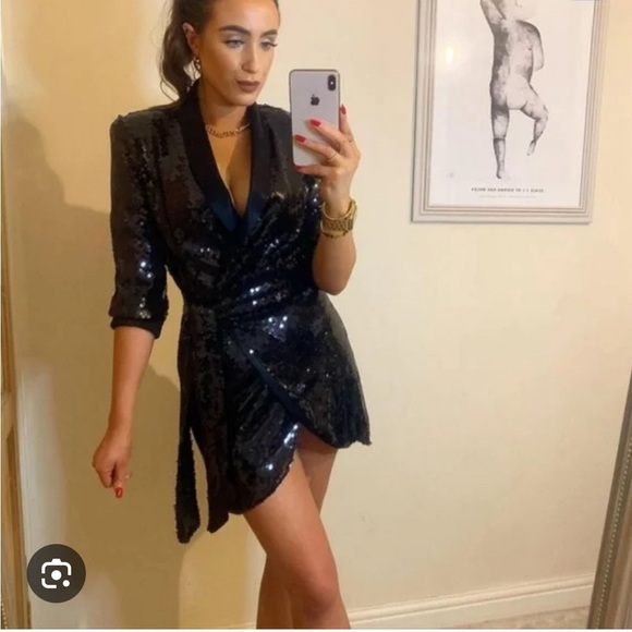 Zara Black Sequin Dress - Picture 6 of 16